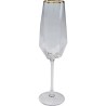 "Diamond" champagne flute with gold rim