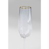 "Diamond" champagne flute with gold rim
