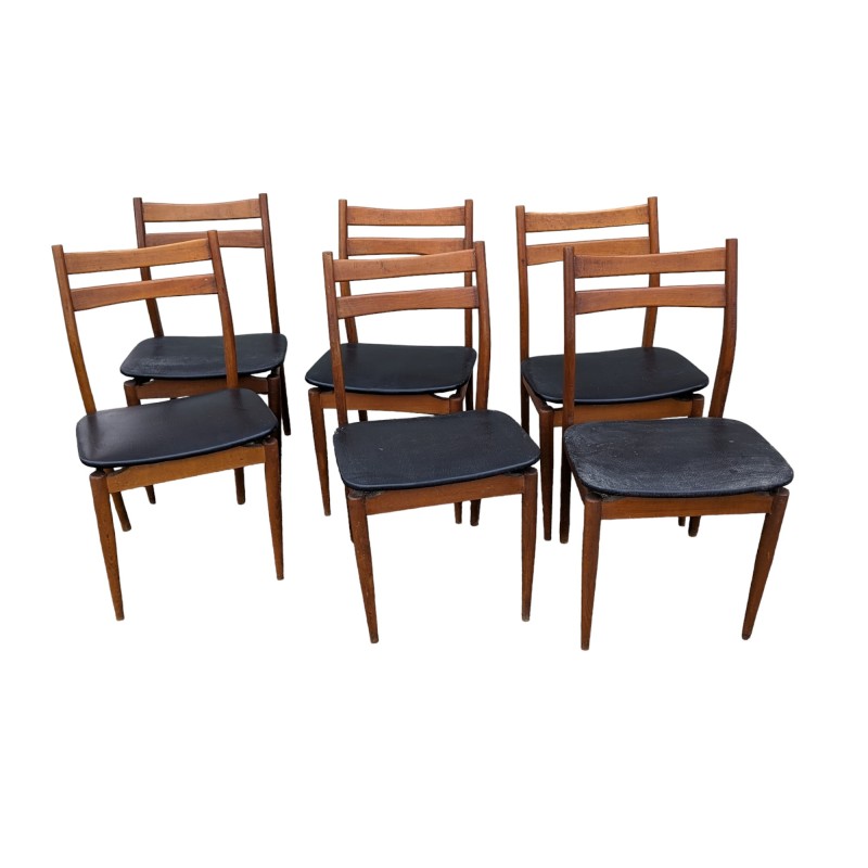 Suite de 6 chaises vintage en hêtre