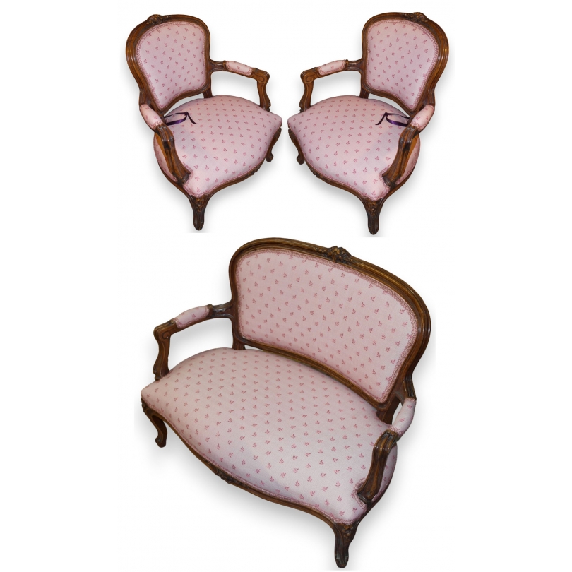 Salon cabriolet miniature style Louis XV