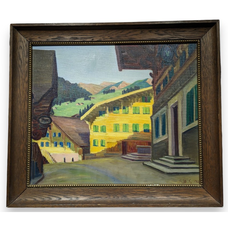 Paintings | ‘Rougemont’ oil painting, monogrammed ABG – Moinat SA  – Antiques and home décor