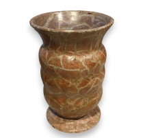 Vase balustre en céramique craquelée orange