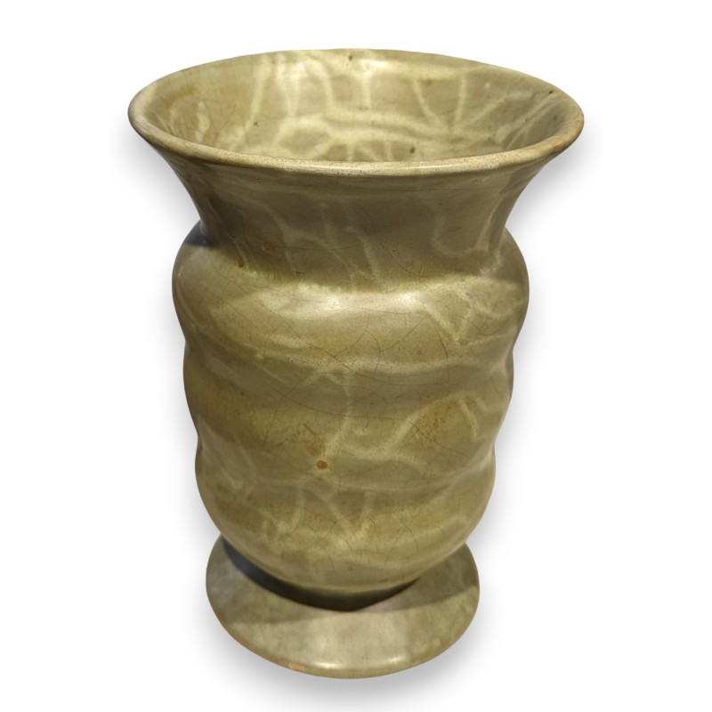 Green crackled ceramic baluster vase