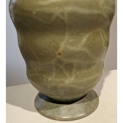 Green crackled ceramic baluster vase