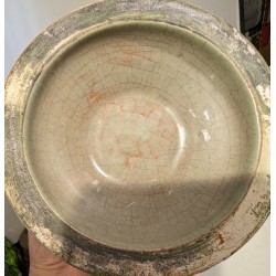 Green crackled ceramic baluster vase