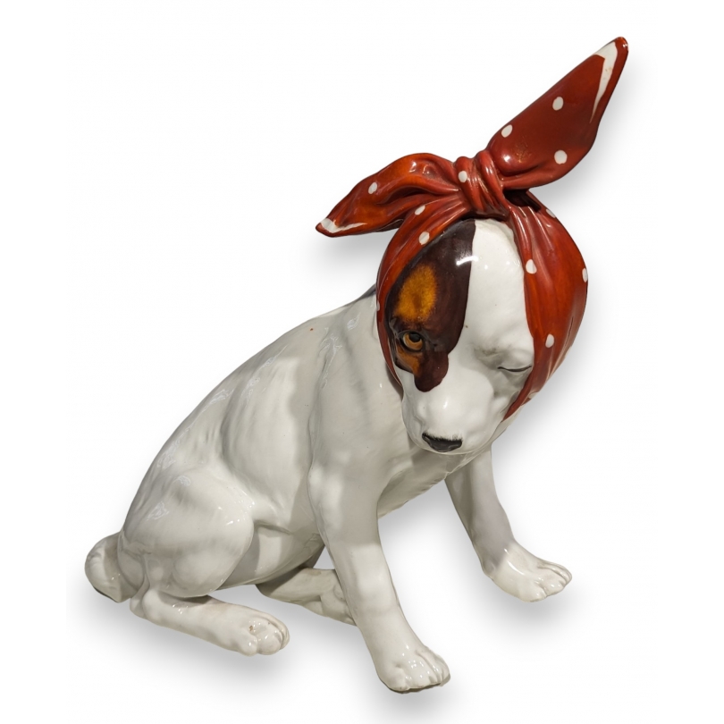 Chien au turban en porcelaine