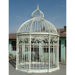 White galvanised steel aviary
