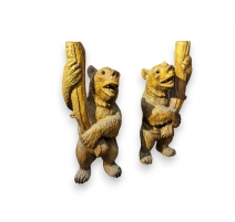 Paire de piétements Ours en bois sculpté de Brienz