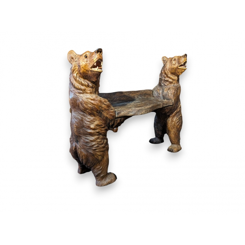 Banc Ours en bois sculpté de Brienz