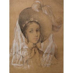 Dessin "Autoportrait" signé Aimée RAPIN
