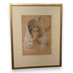 Dessin "Autoportrait" signé Aimée RAPIN