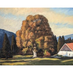 Tableau \"Paysage du Jura\" signé R. BESSON