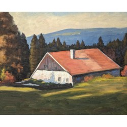 Tableau \"Paysage du Jura\" signé R. BESSON