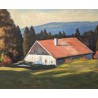 Tableau \"Paysage du Jura\" signé R. BESSON