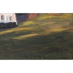 Tableau \"Paysage du Jura\" signé R. BESSON