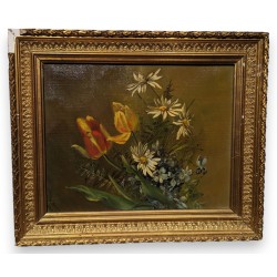 Tableau \"Bouquet de fleurs\" signé F. ROUGE