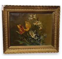 Tableau "Bouquet de fleurs" signé F. ROUGE